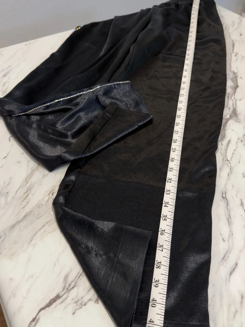 J Brand Black Satin Rhinestone Lounge Pants - Picture 2 of 10